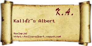 Kallós Albert névjegykártya