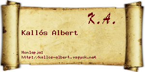 Kallós Albert névjegykártya