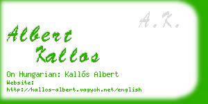 albert kallos business card